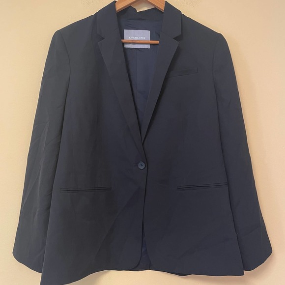 NWOT EVERLANE The Italian GoWeave Classic Blazer 14 Black Single Button Academia - Picture 6 of 10